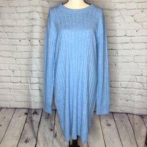 GAP Blue Melange Long Sleeve Crewneck Sweater Dress XL Tall